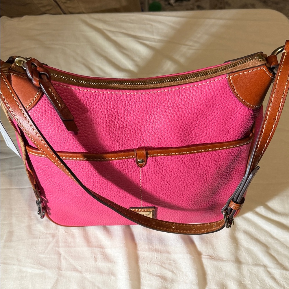 Dooney & Bourke Pink and Tan Shoulder Bag